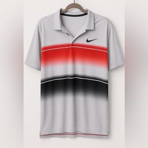 Nike Golf Dri-FIT Men’s Polo Shirt XL Gray Red Black Gradient